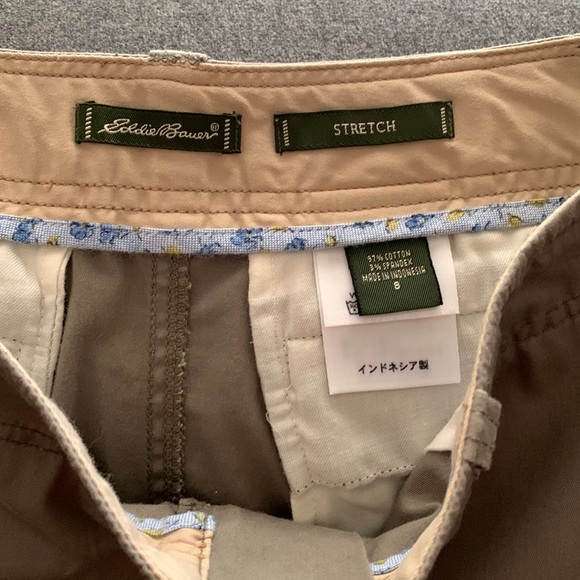 Eddie Bauer light olive brushed cotton stretch midi skirt sz8 w back vent - Picture 3 of 9